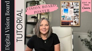 CANVA TUTORIAL  Create the BEST 2023 Vision Board Poster  Print in multiple sizes  Goal Planning [upl. by Rebna]