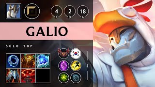 Galio Top vs Gnar Killing spree  KR Grandmaster Patch 1418 [upl. by Florie470]