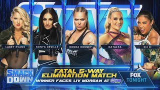 Ronda Rousey Vs Natalya Vs Lacey Evans Vs Sonya Deville Vs Xia Li  WWE Smackdown 09092022 Español [upl. by Roskes]