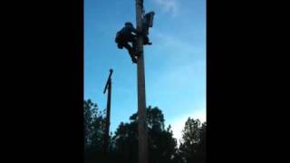 Lineman Rodeo Bashlin Pole Lariat practice 2010 [upl. by Ecirahs629]