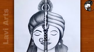 How to draw Radha krishna Half Face  Easy drawing for beginners  lavi arts [upl. by Lammaj330]