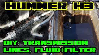 Hummer H3 transmission cooler lines fluid pan filter replacement GM Part Numbers [upl. by Yelekreb]