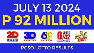 Lotto Result Today 9pm July 13 2024  PCSO Complete [upl. by Airegin]