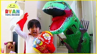 Ryan opens Giant Surprise Egg Ryans World  Pretend Play Hide and Seek with Giant Dinosaur [upl. by Hpejsoj]