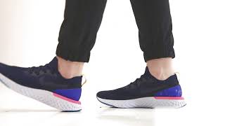 Nike Epic React Flyknit  Bouncy on the foot feel  SportsShoescom [upl. by Ahsyekal]