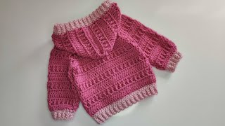 Crochet 48 How to crochet a baby hoodie Part 1 [upl. by Goran]