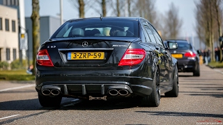 LOUD Mercedes C63 AMG w iPE Exhaust  Burnouts Revs Accelerations amp Drag Races [upl. by Lavinie109]