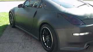 1 SICK FLAT  MATTE BLACK NISSAN 350z WITH HIDE AWAY LICENSE PLATE [upl. by Acirederf]