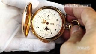 Reloj de bolsillo Antiguo Oro de 14 K con sonería de cuartos cronómetro calendario [upl. by Grove349]