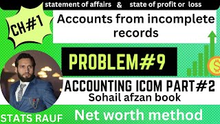 problem9 ch1 accounts from incomplete records accounting icom part2 Sohail Afzal statsrauf [upl. by Sulakcin]