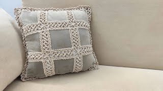 Easy Crochet Pillow Cover with subtitles [upl. by Pooi]