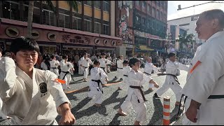 Sensei leads dojo in demonstration on Kokusai Street [upl. by Letnuahc880]