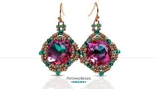 Dreamtime Square Crystal Earrings  DIY Jewelry Making Tutorial by PotomacBeads [upl. by Fidelis167]