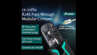 ProsKit RJ45 Pass through Modular Crimper CP376TN crimper 468P unshieldedampshieldedPlugs RJ45 [upl. by Anyg808]