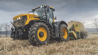 Lisování miscanthusu 2020  JCB Fastrac 8330  Krone BigPack 1290 XC  PreChop  TECHFARM Agroslužby [upl. by Conney]