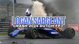 Logan Sargeant Crash Dutch 2024 GP [upl. by Siclari204]