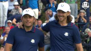 Francesco Molinari amp Tommy Fleetwoods Epic Comeback vs Patrick Reed amp Tiger Woods  2018 Ryder Cup [upl. by Ahsinet]