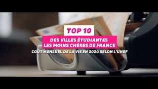 Classement des villes les moins chères de France  Coût mensuel de la vie en 2024  UNEF [upl. by Ellenoj]