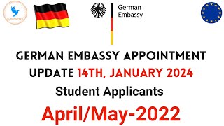 German Embassy Appointment update 14January 2024  Applicant April May2022  এপয়েন্টমেন্ট আপডেট।EF [upl. by Uzzial227]