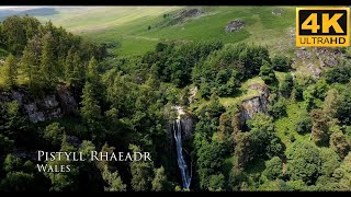 Drone shots over Pistyll Rhaeadr Waterfalls Wales [upl. by Atinaej]