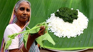 Delicious Lau Pata Bata Recipe by Grandmother  Tasty Gourd Leaf Recipe  Indian Village Food [upl. by Noleta]