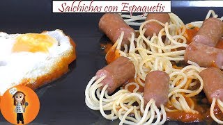 Salchichas con Espaguetis  Receta de Cocina en Familia [upl. by Giannini389]