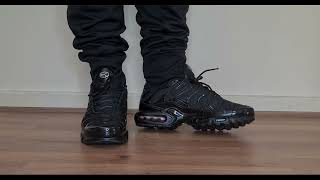 NIKE AIR MAX PLUS TRIPLE BLACK NIKE TN TRIPLE BLACK ON FOOT [upl. by Pigeon]