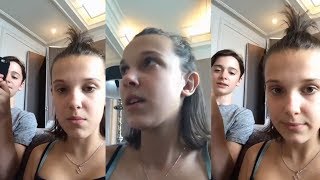 Millie Bobby Brown  Instagram Live Stream  8 October 2017 w Noah Schnapp [upl. by Nwahsit893]