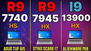 R9 7945HX Vs R9 7740HS VS R7 7745HS VS İ9 12900H VS I9 13980Hx synthetic benchmarks only [upl. by Amliw]