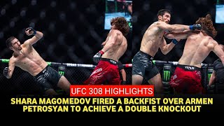 UFC 308 results Shara Magomedov lands insane double backfist to knock out Armen Petrosyan [upl. by Llirrehs]