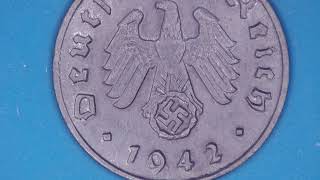 1 Reichspfennig zinc coin from Germany minted 1942 under the microscope [upl. by Othella]