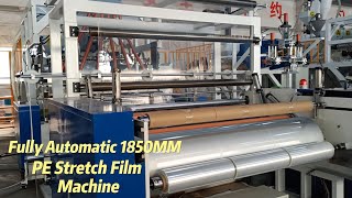 1850mm 23micro hand roll stretch film production line jumbo roll pe cast stretch warp film machine [upl. by Boynton]