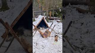 Setting up a winter camping tent shorts bushcraft survival [upl. by Stamata264]