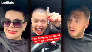 Pranking my Husband with fake eyebrows 🤣👀 [upl. by Dronel]