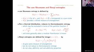 An Alternative Method for Extracting the von Neumann Entropy from Renyi Entropies Eric dHoker UCLA [upl. by Suolekcin]