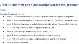 Créer un site web pas à pas Script WordPress Formation vidéowmv [upl. by Columba]