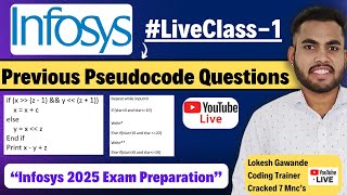 🔥Infosys Pseudocode Questions amp Answers  Infosys System Engineer 2025 Exam  Previous Year Qs [upl. by Michael281]