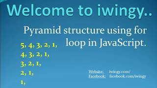 Pyramid structure using for loop in javascript 54321 4321 321 21 1 [upl. by Lletnom]