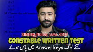 Answer Keys Results of Police Constable Written Test  sindh Police jobs 2024 [upl. by Muriel]