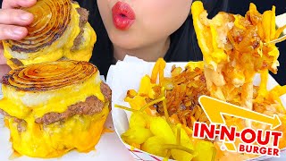 InNOut Burger Flying Dutchman with Grilled Onions and Animal Style Fries ASMR Mukbang [upl. by Kunkle]