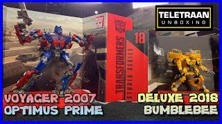 SS VOYAGER 2007 OPTIMUS PRIME amp 2018 DELUXE BUMBLEBEE UNBOXING Teletraan Unboxing 3 [upl. by Rudd445]