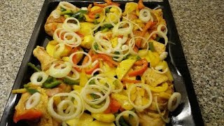 How to make the best oven baked potatoes and chicken recipe with vegetables [upl. by Oirasan]