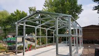 DIY light steel garage kit shed construction [upl. by Eisus539]