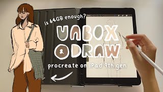 procreate on ipad 9th gen 🍊  unbox apple pencil 1st gen 📦  draw with me 001 [upl. by Farman684]