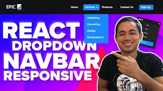 React Navbar Dropdown Menu Responsive Tutorial  Beginner React JS Project [upl. by Ecnarrat]