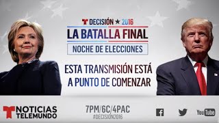 Noche de Elecciones y Resultados 2016 H Clinton vs D Trump  Noticias  Noticias Telemundo [upl. by Siderf542]