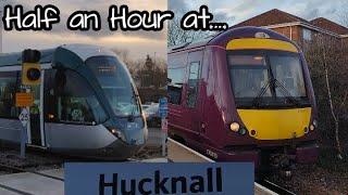 Half an Hour at 411  Hucknall Station 14012023  trains Nottingham Express Transit Trams NET [upl. by Enyaz]