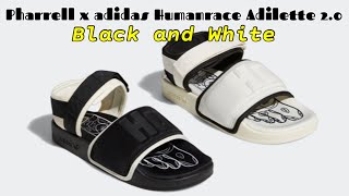 Pharrell x adidas Humanrace Adilette 20 BLACK AND WHITE [upl. by Onihc]