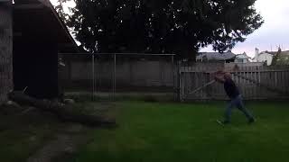 🪓 Axe Throwing Fun and exciting in the BACKYARD [upl. by Atnauqahs]