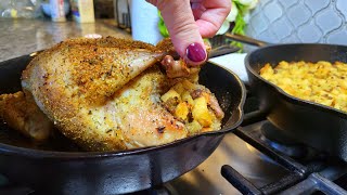 Stuffed Chicken roasted in the oven  STUFFING RECIPE perfect for the holidays [upl. by Bullis737]